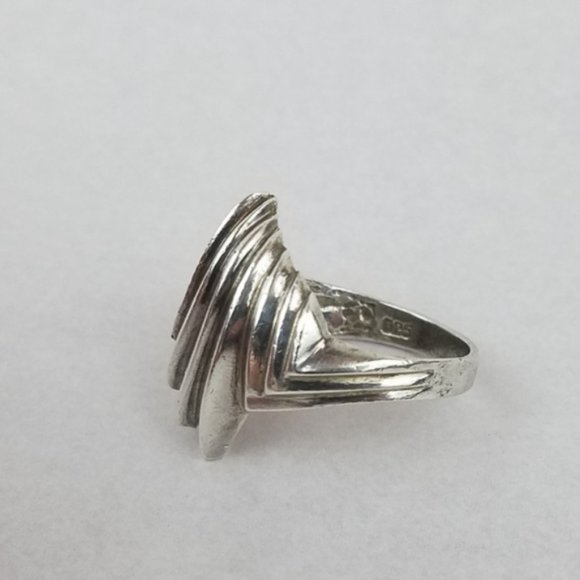 Vintage Modernist Fancy Sterling SILVER Dome Ring - Picture 8 of 8